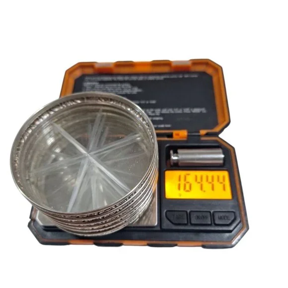 Vintage Sterling Silver Floral Rim Etched Glass Set Of 6 Coasters 164.44 grams - Picture 7 of 7